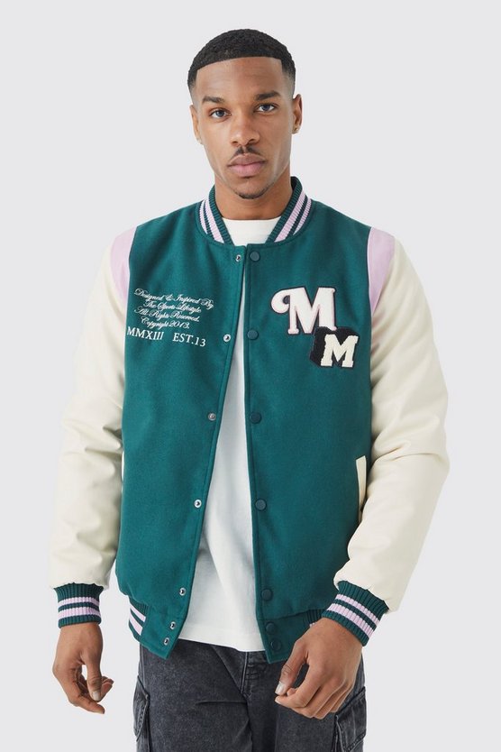 Melton PU-Jacke mit M-Aufnäher