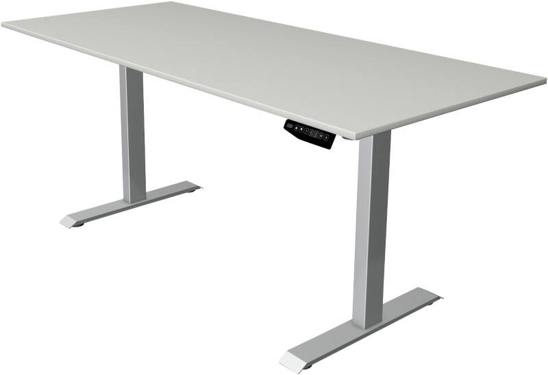 Kerkmann Move 1 Rechteckig Elektronisch Höhenverstellbarer Sitz-Stehschreibtisch Melamin, Stahl Hellgrau, Silber 1800 x 800 x 1230 mm