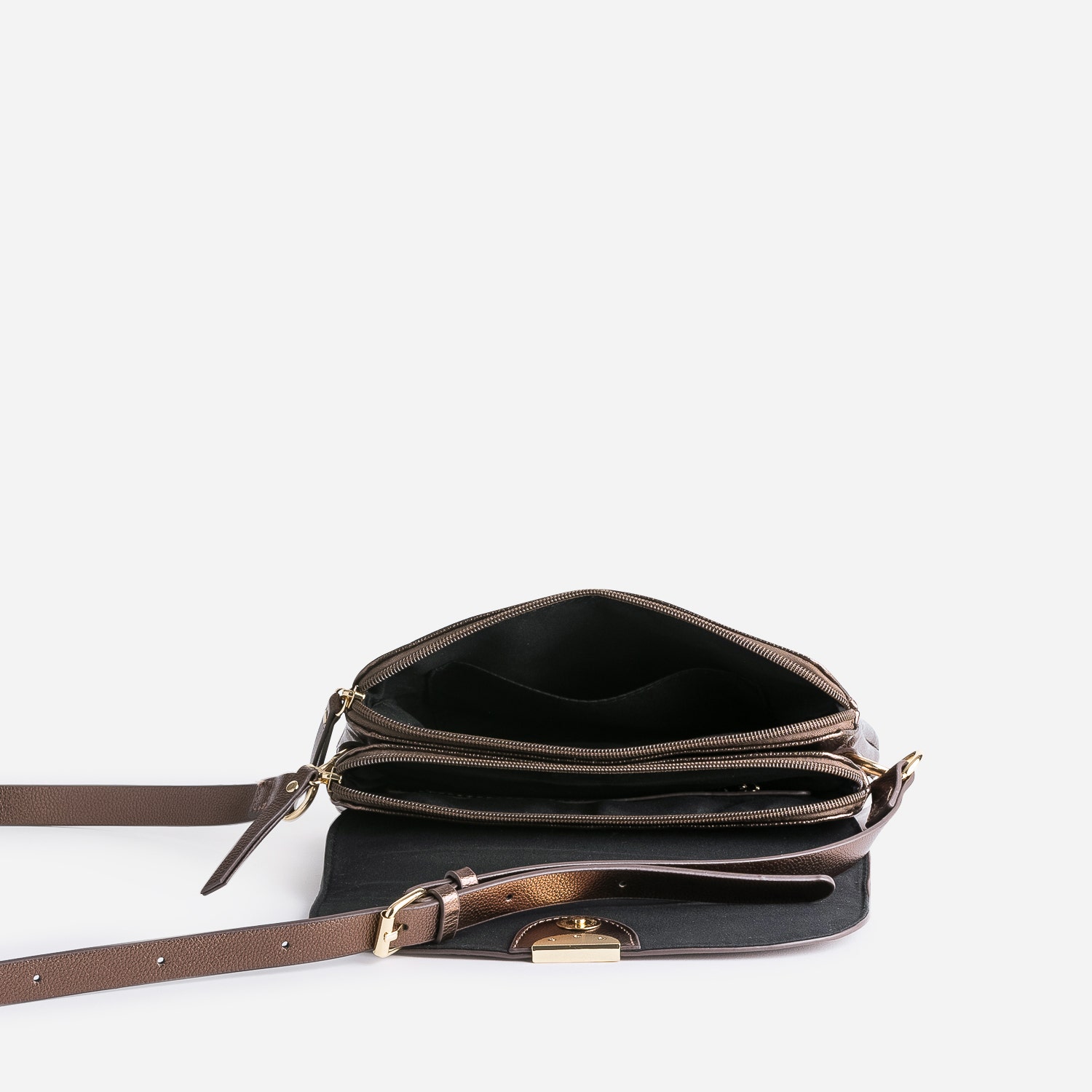 Sac bandoulière bronze à double compartiment