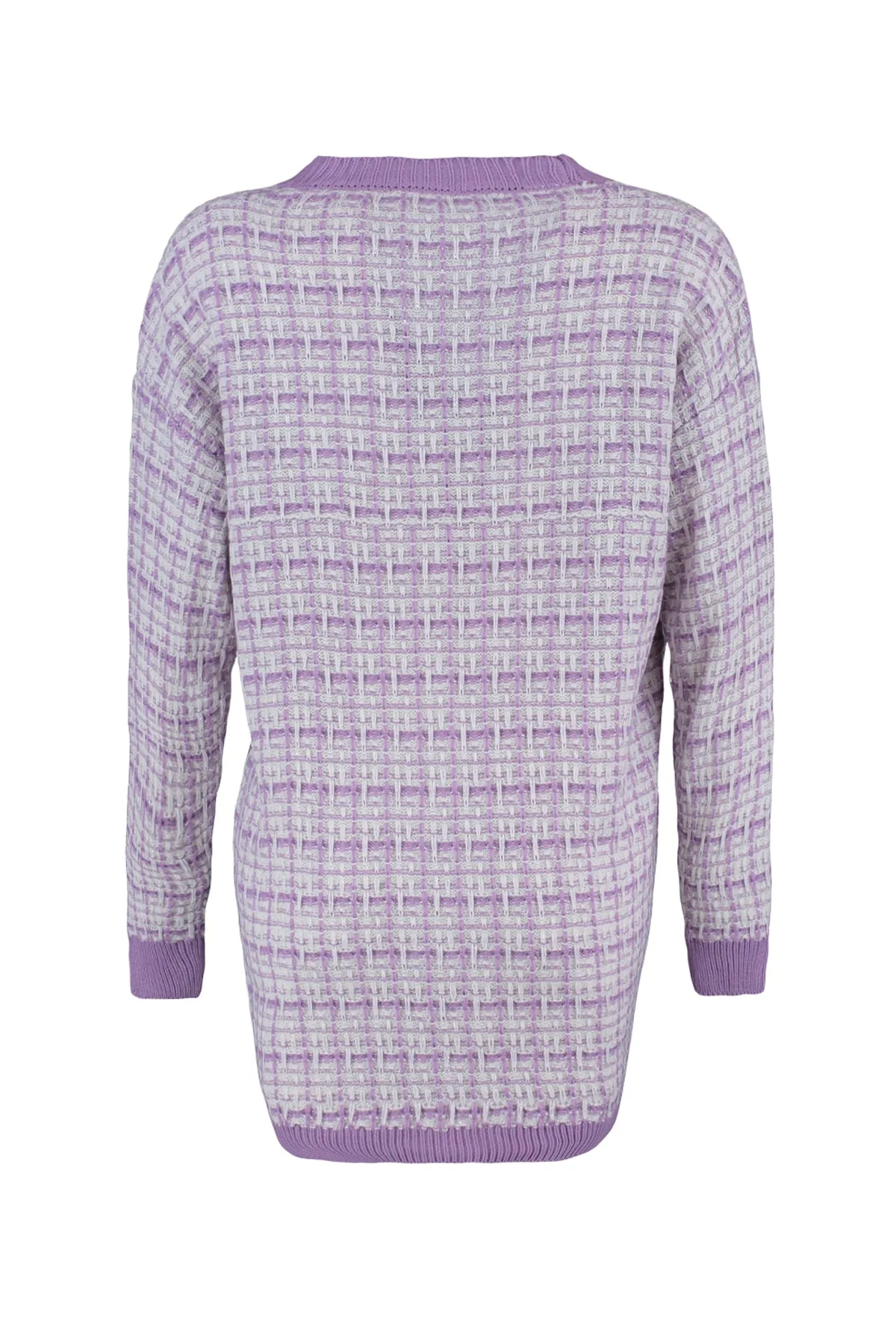 Trendyol Collection  Lilafarbener, weiter Strickcardigan in Tweed-Optik mit Glitzer TWOAW21HI0250