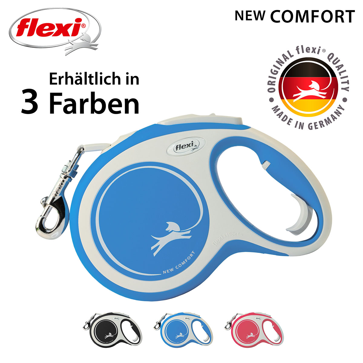 flexi New Comfort Gurtleine blau L 8m günstig kaufen bei ZooRoyal
