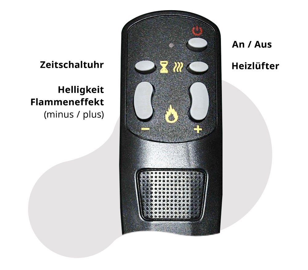 GLOW FIRE Elektrokamin Glow Fire Venus Wandkamin elektrisch mit Heizung, Elektrischer Kamin mit Fernbedienung, Timer, 3 Dekorationen, LED Feuer