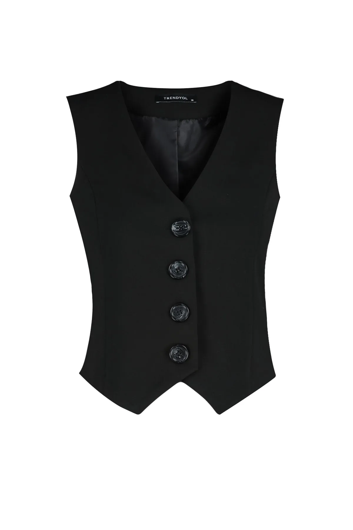 Trendyol Collection  Schwarze Premium-Webweste mit Knöpfen TWOAW24YE00061