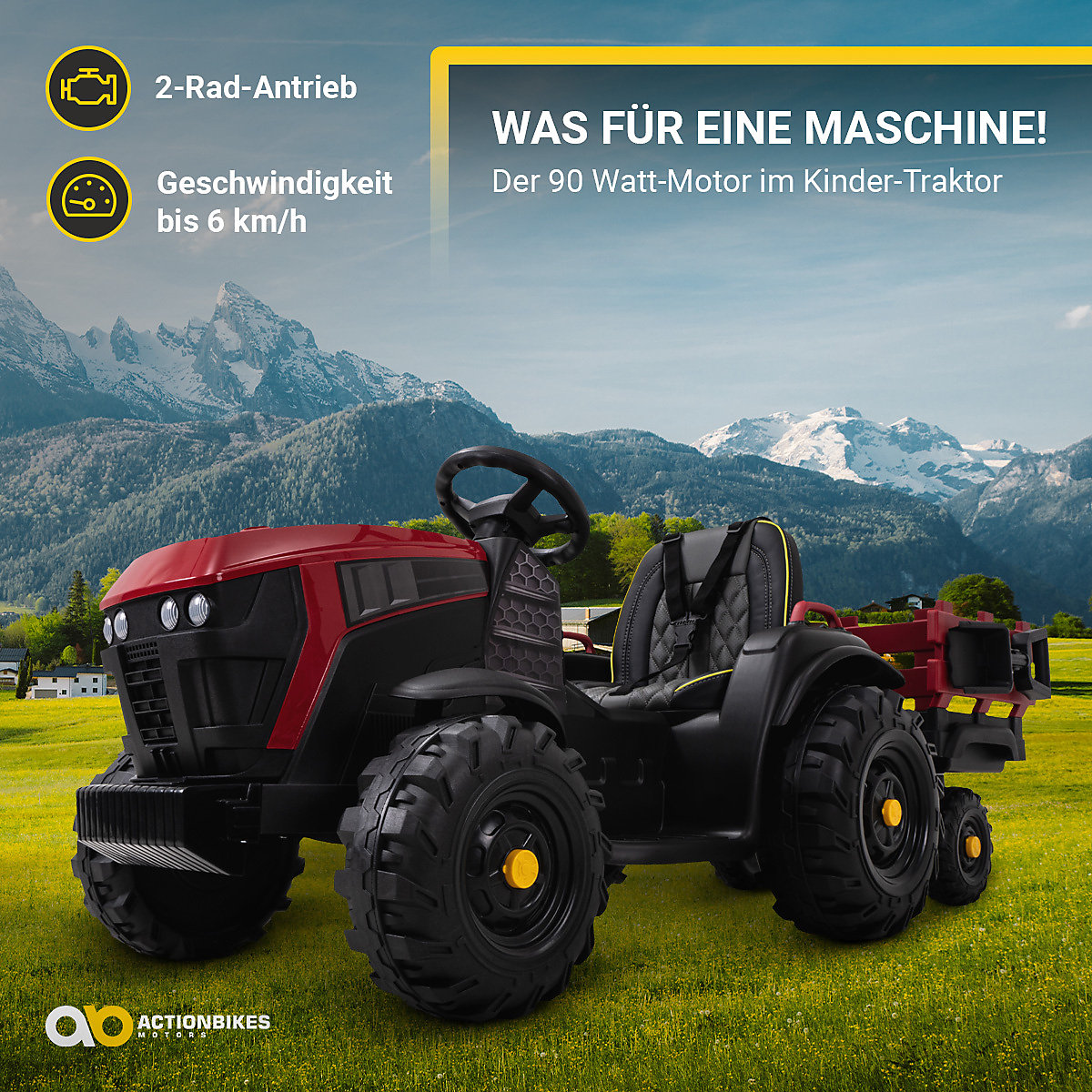 Kinder Elektroauto Kindertraktor mit Anhänger - TD925 - Staufach - Schaufel