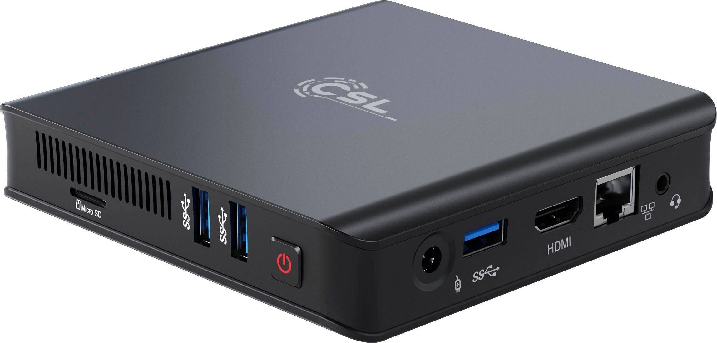 CSL Narrow Box Ultra HD Compact v4 / Win 10 Pro Mini-PC (Intel Celeron N4120, UHD Graphics 600, 4 GB RAM, passiver CPU-Kühler)