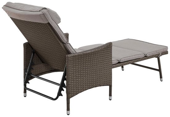 KONIFERA Gartenliege Mailand, Polyrattan, 4-fach verstellbar, inkl. Auflage