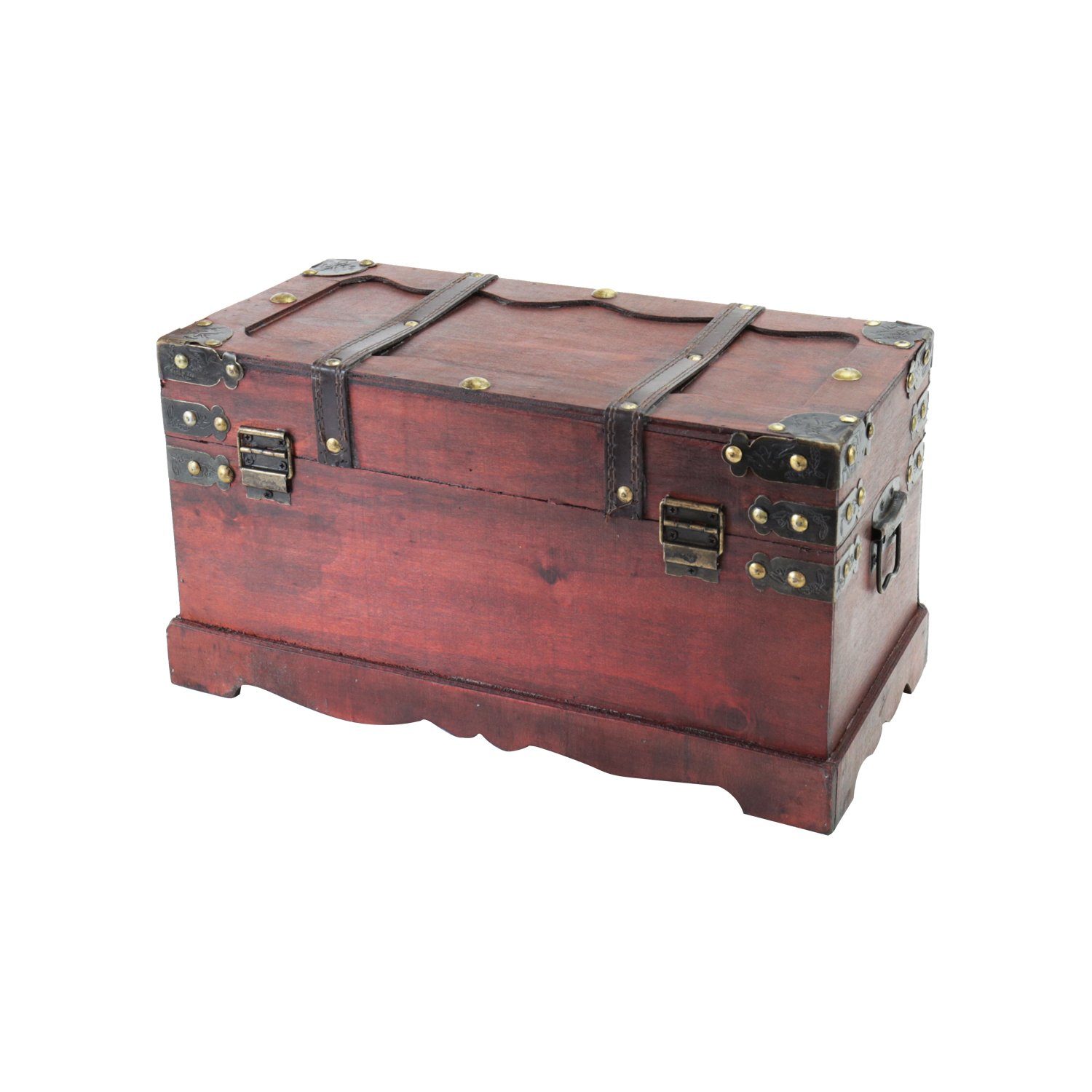 HMF Schatzkiste Handgefertigte Holztruhe Frankreich (1 St), Dekorative Aufbewahrungsbox mit Schloss, 40x20x22cm
