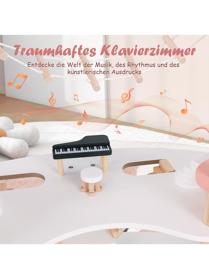 COSTWAY Puppenhaus Holz ab 3 Jahren in Rosa günstig kaufen onesize