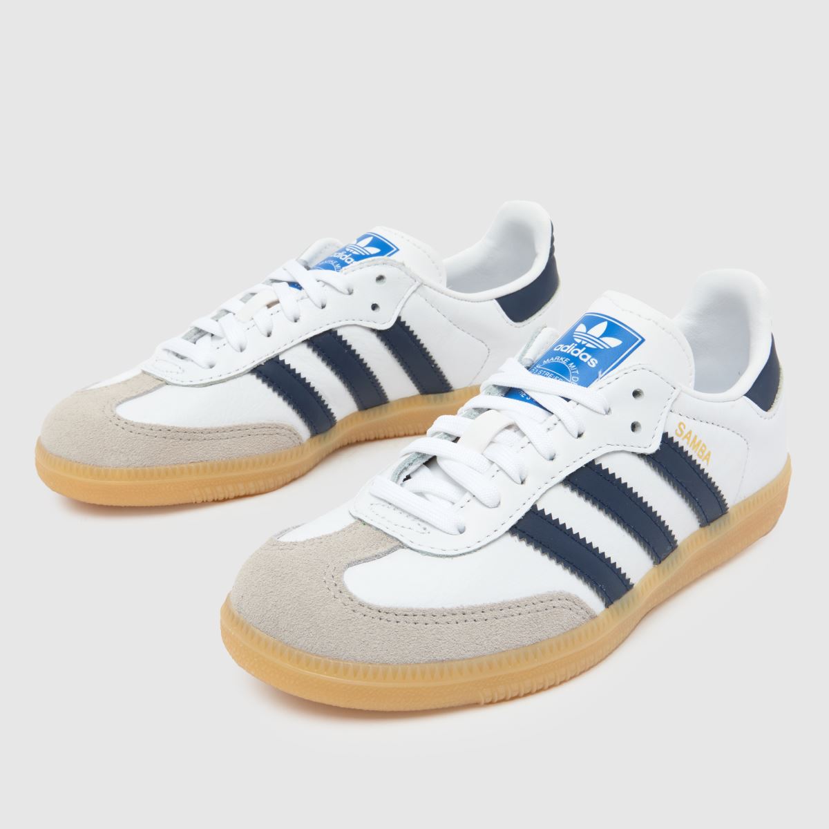 adidas vita och marinblå samba och juniorsneakers