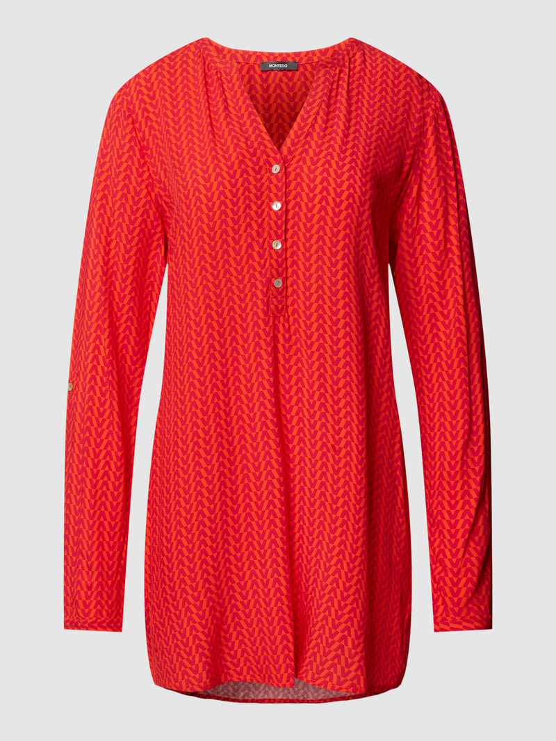 Blusenshirt mit Allover-Muster in dunkel orange