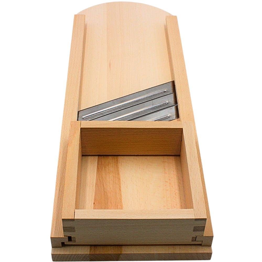 Dekohelden24 Gemüsehobel Holzbrett - Gurkenhobel - Krauthobel mit integriertem Schneider und, Holz