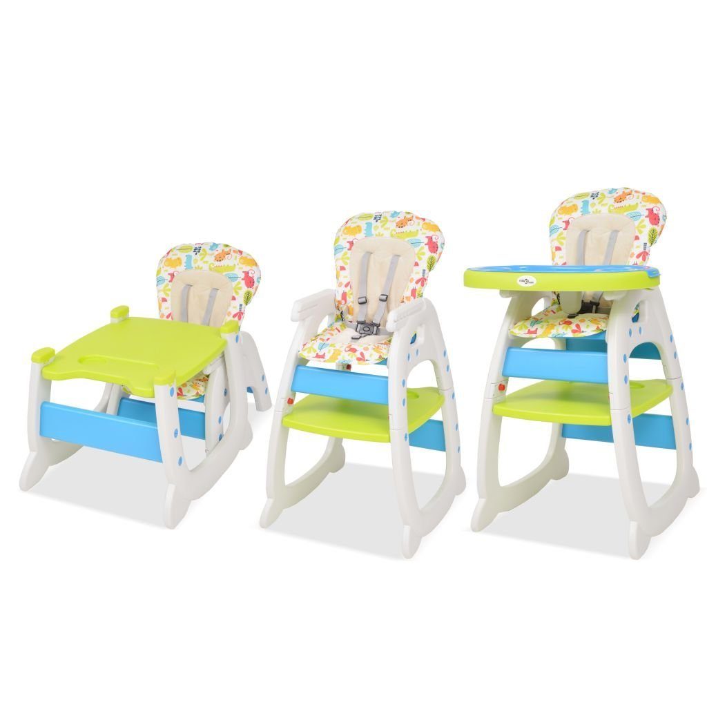 vidaXL Kombihochstuhl Babystuhl Hochstuhl Babysitz Kinderstuhl umbaubar mit Essbrett Blau un