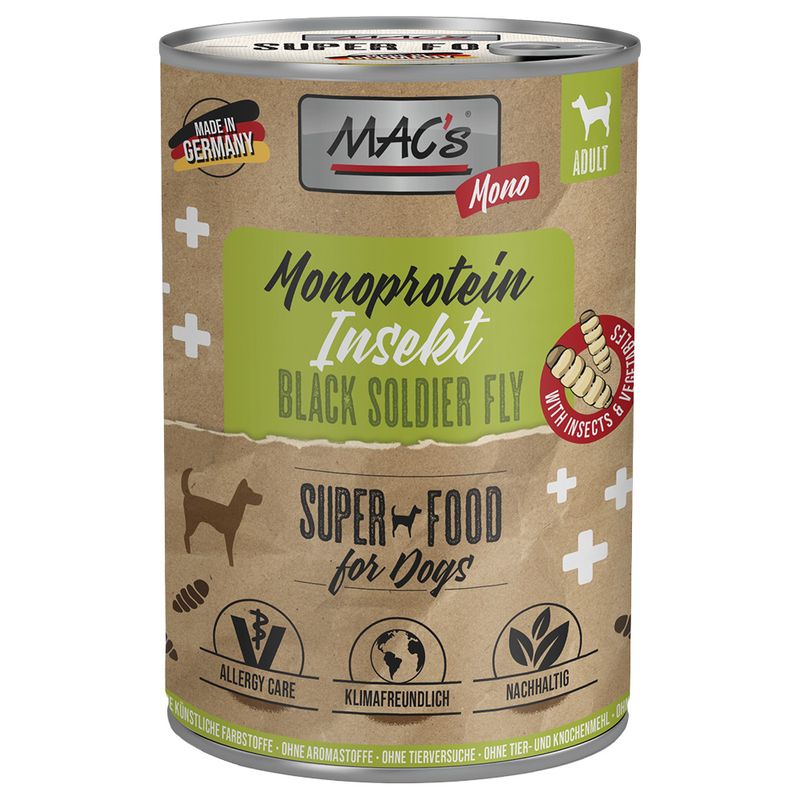 MAC's Mono Insekten Nassfutter für Hunde 6 x 375 g