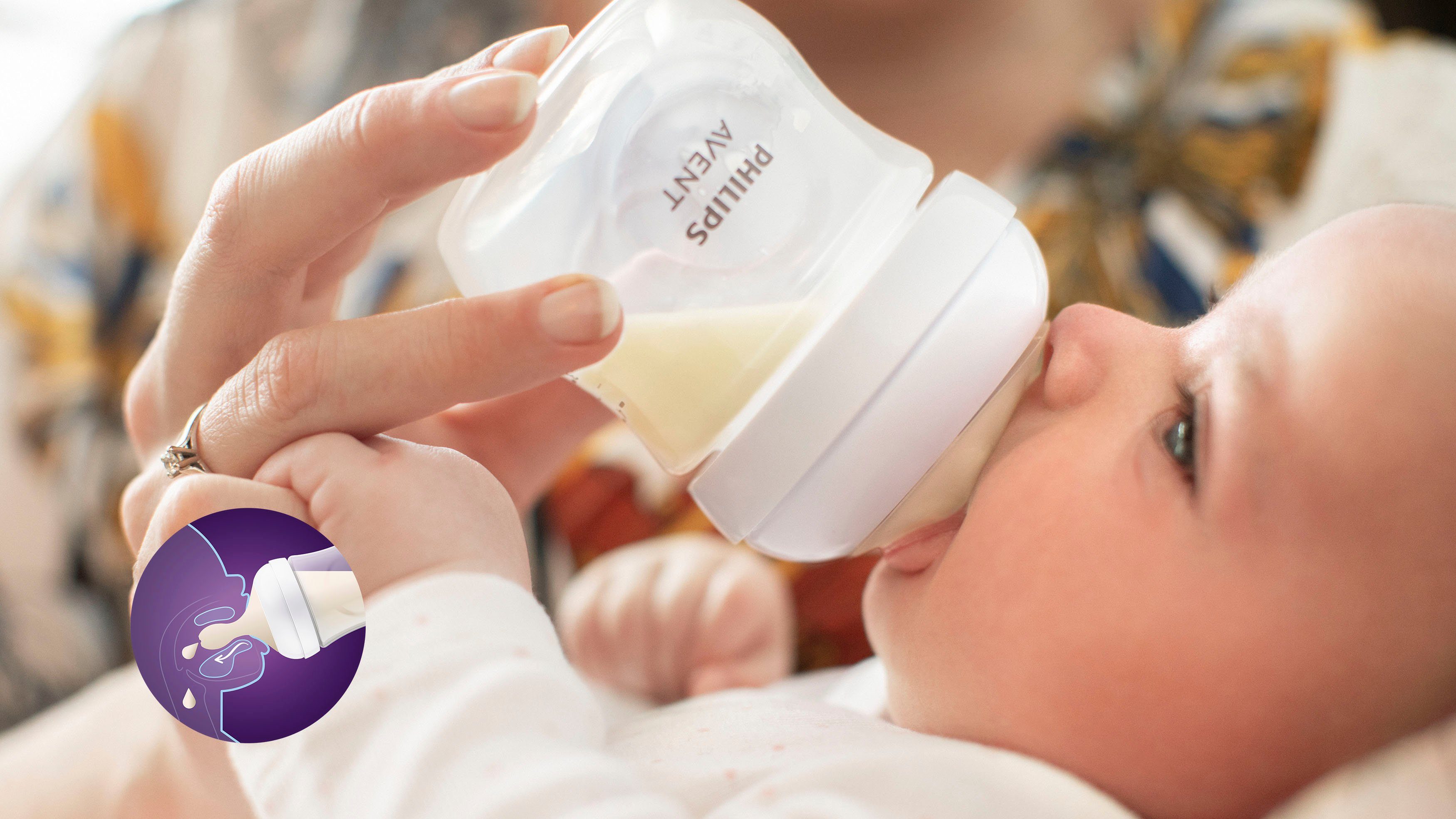 Philips AVENT Babyflasche Natural Response SCY900/02, 2 Stück, 125 ml, ab 0 Monaten