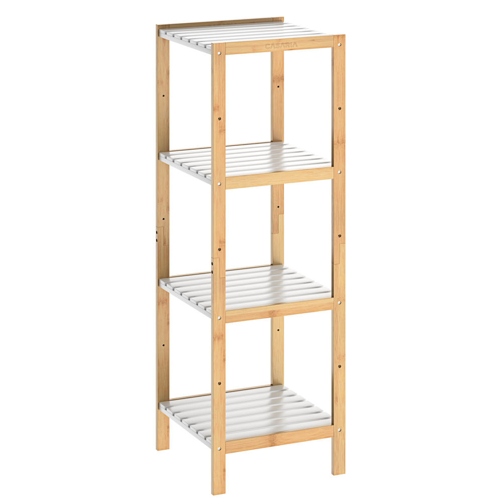Casaria Standregal Bambus Weiß 110x33x34cm