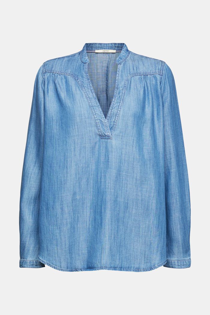 Aus TENCEL™: Bluse in Denimoptik