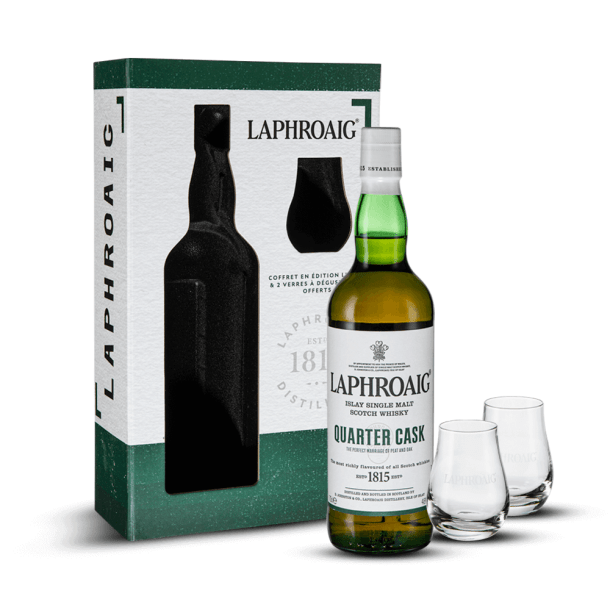 Coffret Laphroaig Quarter Cask + 2 Verres 48%