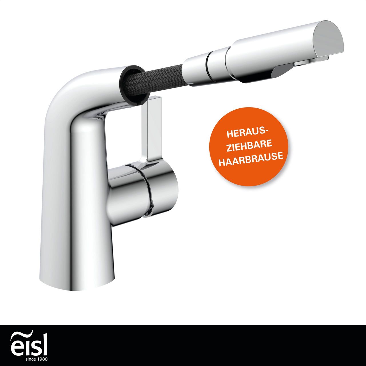 Eisl COOL Waschtischarmatur mit herausziehbarer Brause, Wasserhahn Bad ausziehbar, Mischbatterie Waschbecken