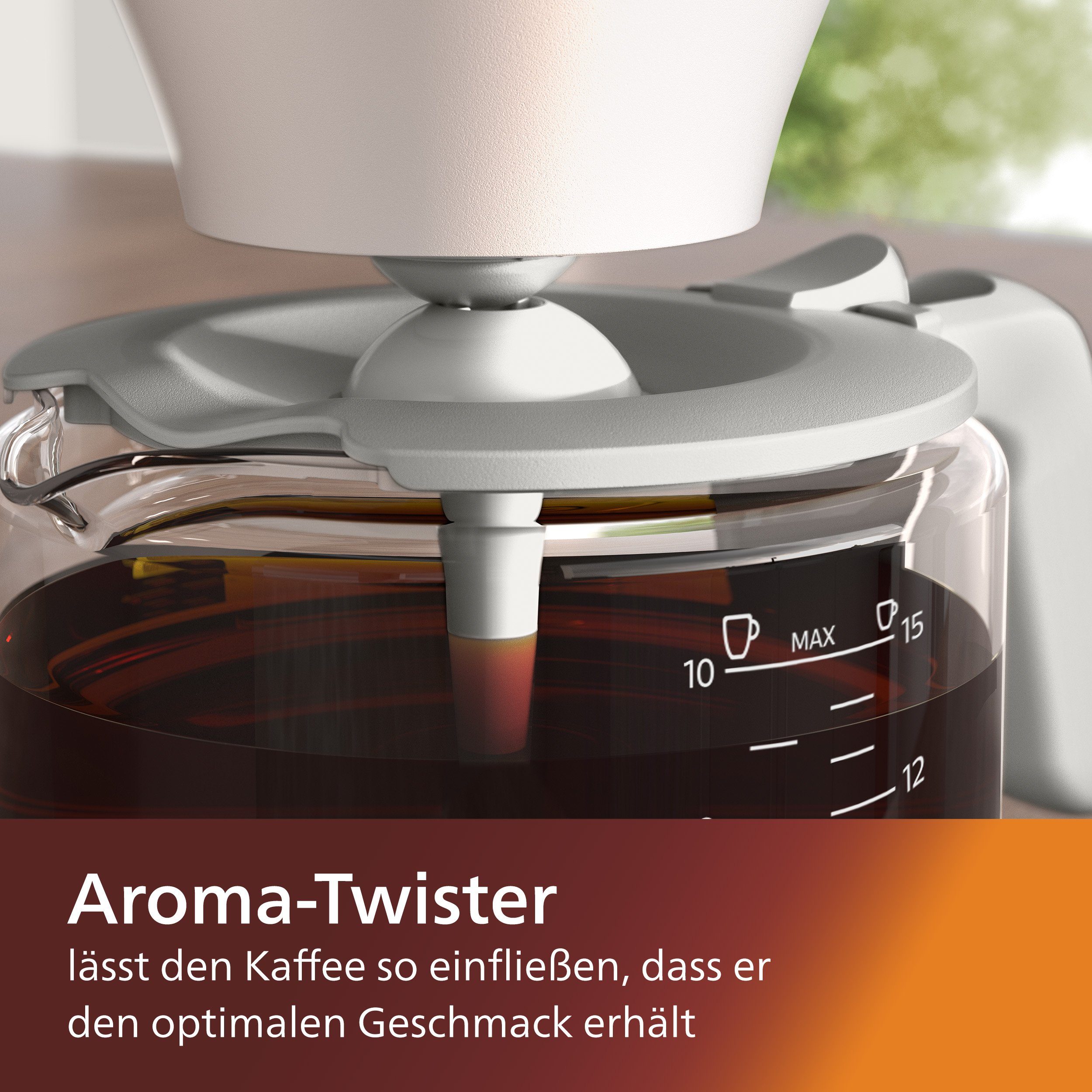 Philips Filterkaffeemaschine HD5416/00 Café Gourmet weiß, 1,25l Kaffeekanne, Papierfilter 1x4, mit Direkt-Brühprinzip, Aroma-Twister und Schwenkfilterhalter