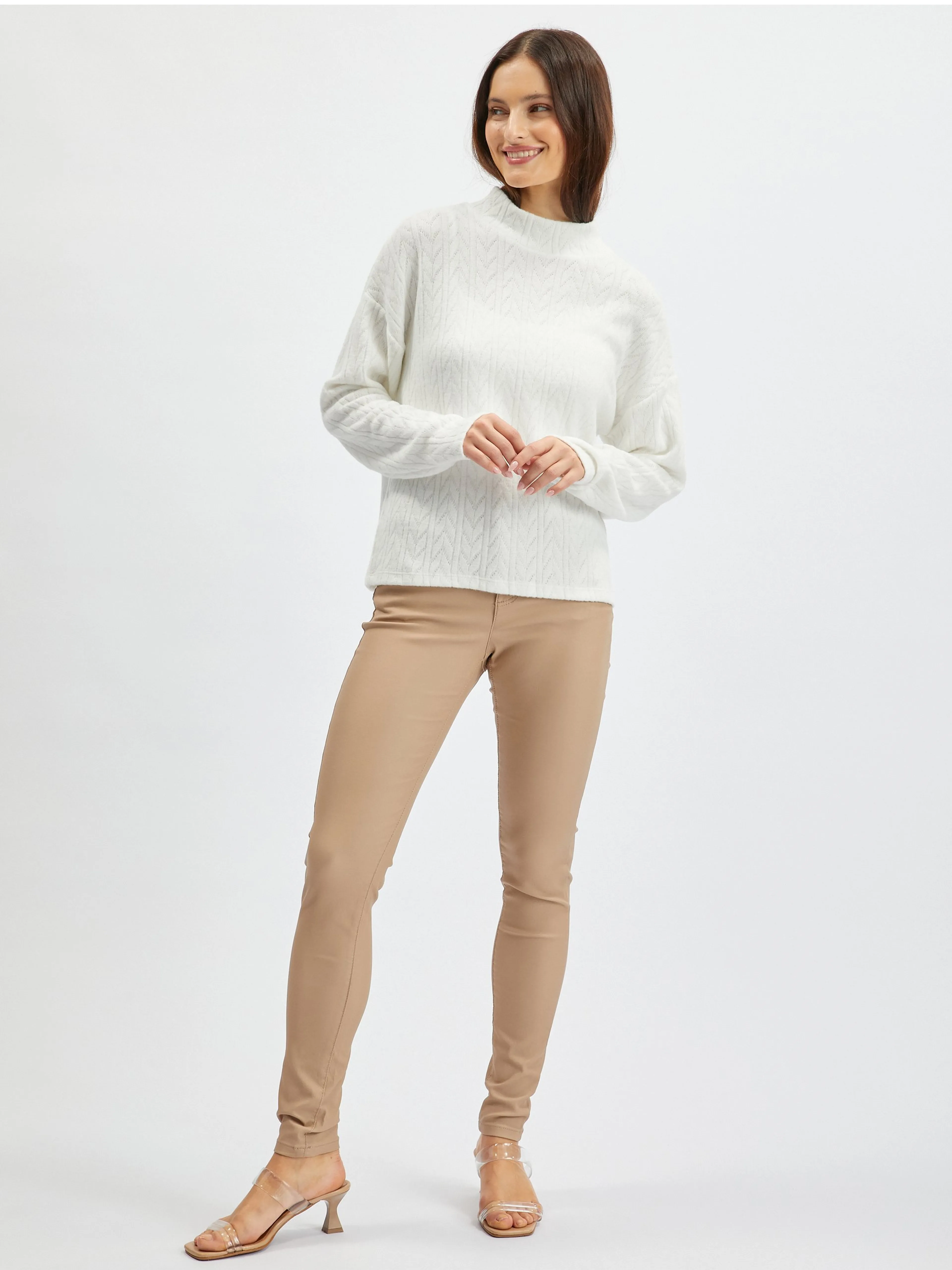 Weißer gemusterter Pullover für Damen ORSAY