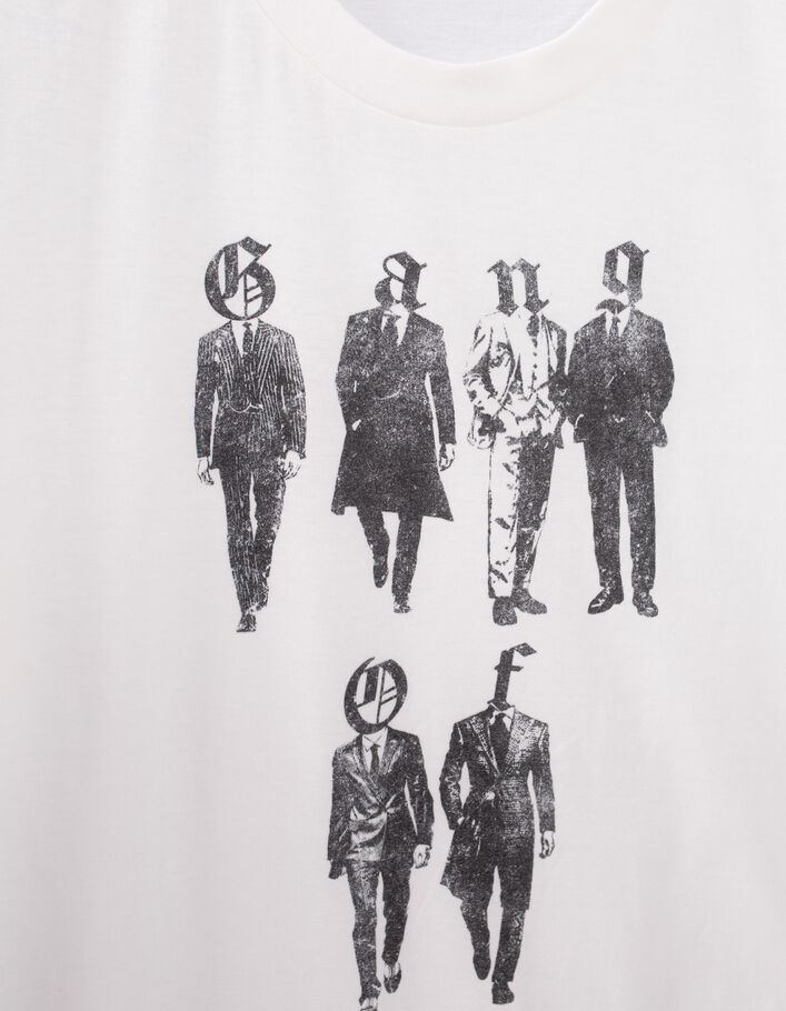 T-shirt blanc visuel gang en costumes Homme