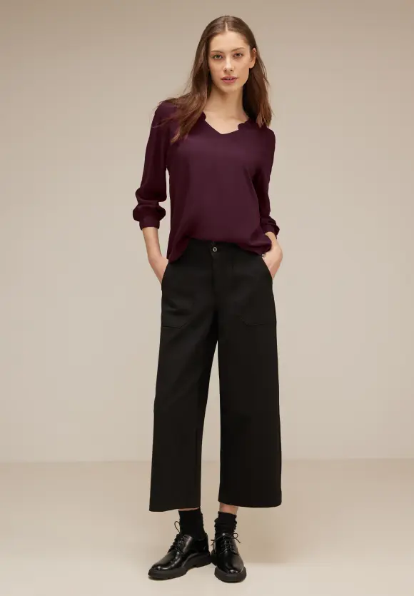 Street One Unifarbene Bluse mit Rüschen