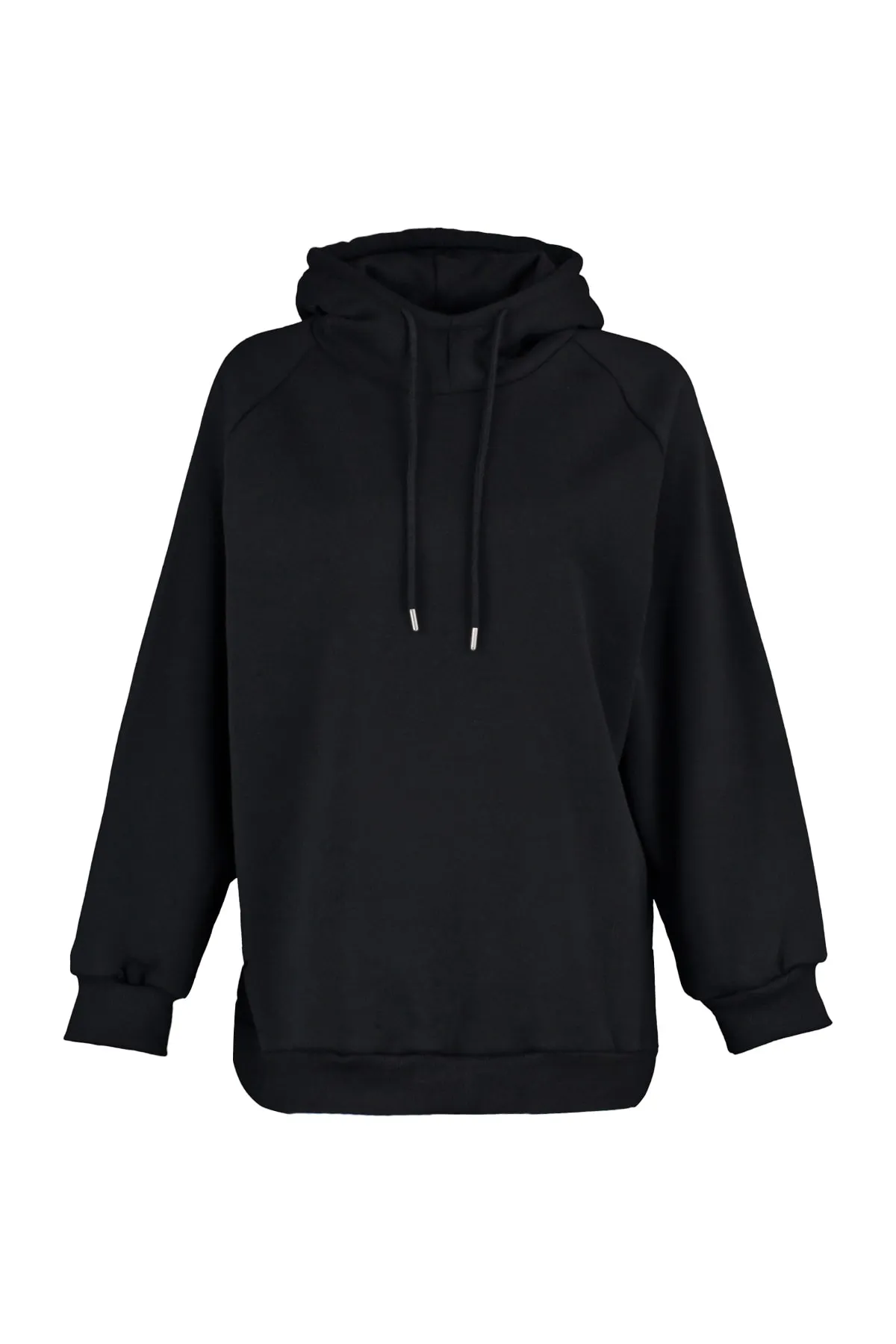 Trendyol Collection  Schwarzes Oversize-Sweatshirt aus Rippstrick mit Kapuze TWOAW23SW00439