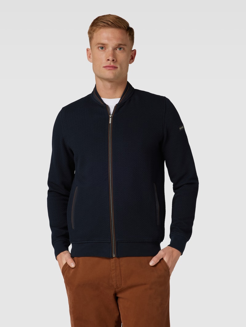 Sweatjacke mit Strukturmuster in marineblau
