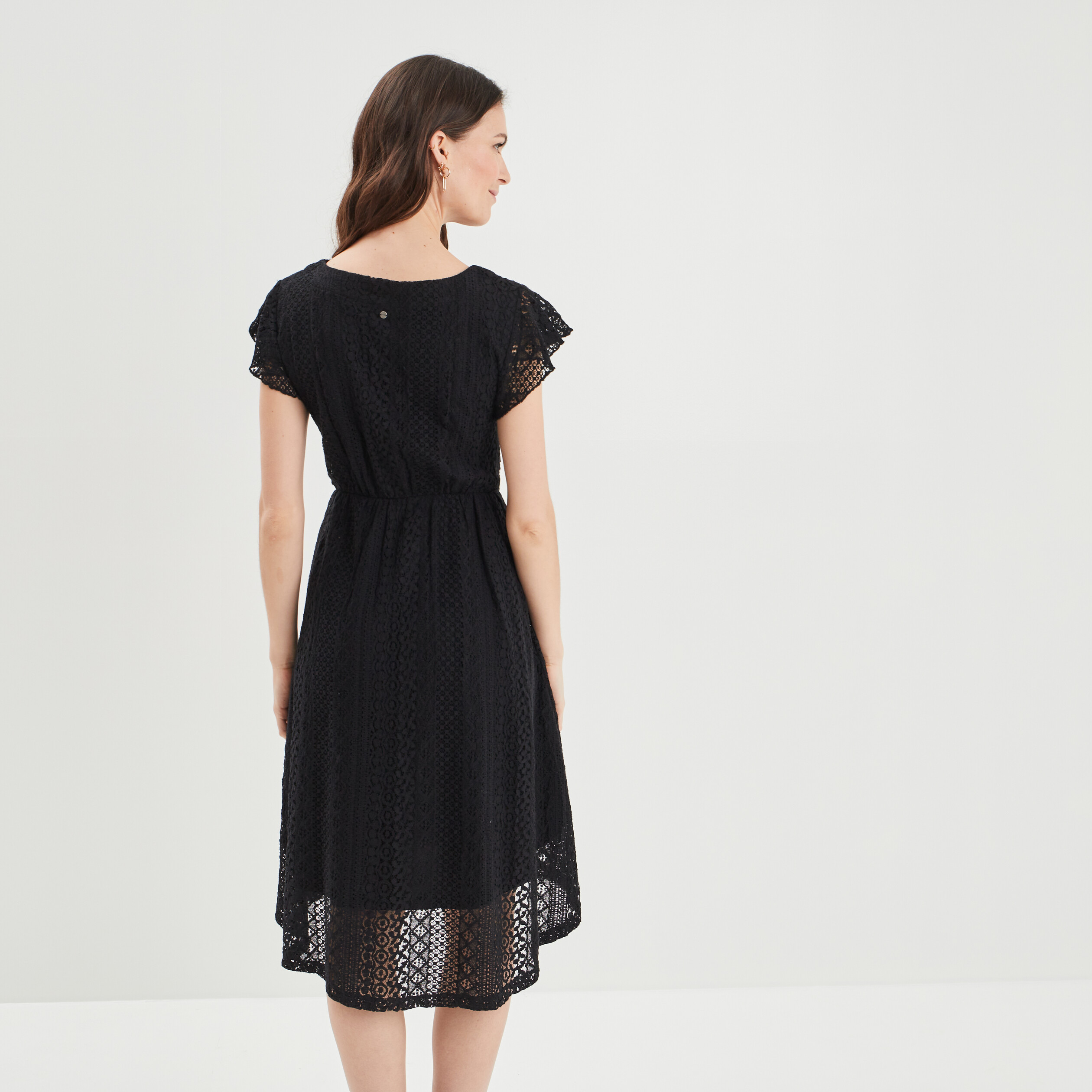 Robe évasée en dentelle noir femme | La Halle