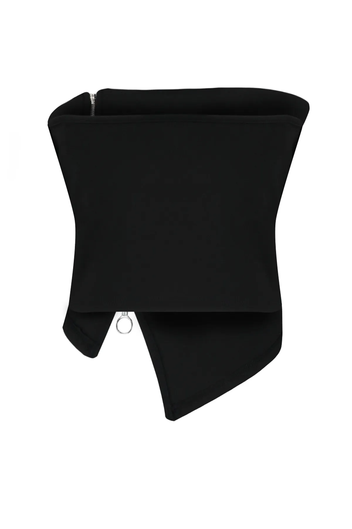 Trendyol Collection  Schwarze, asymmetrische, trägerlose, bauchfreie Strickbluse mit Reißverschluss TWOSS24BZ00071