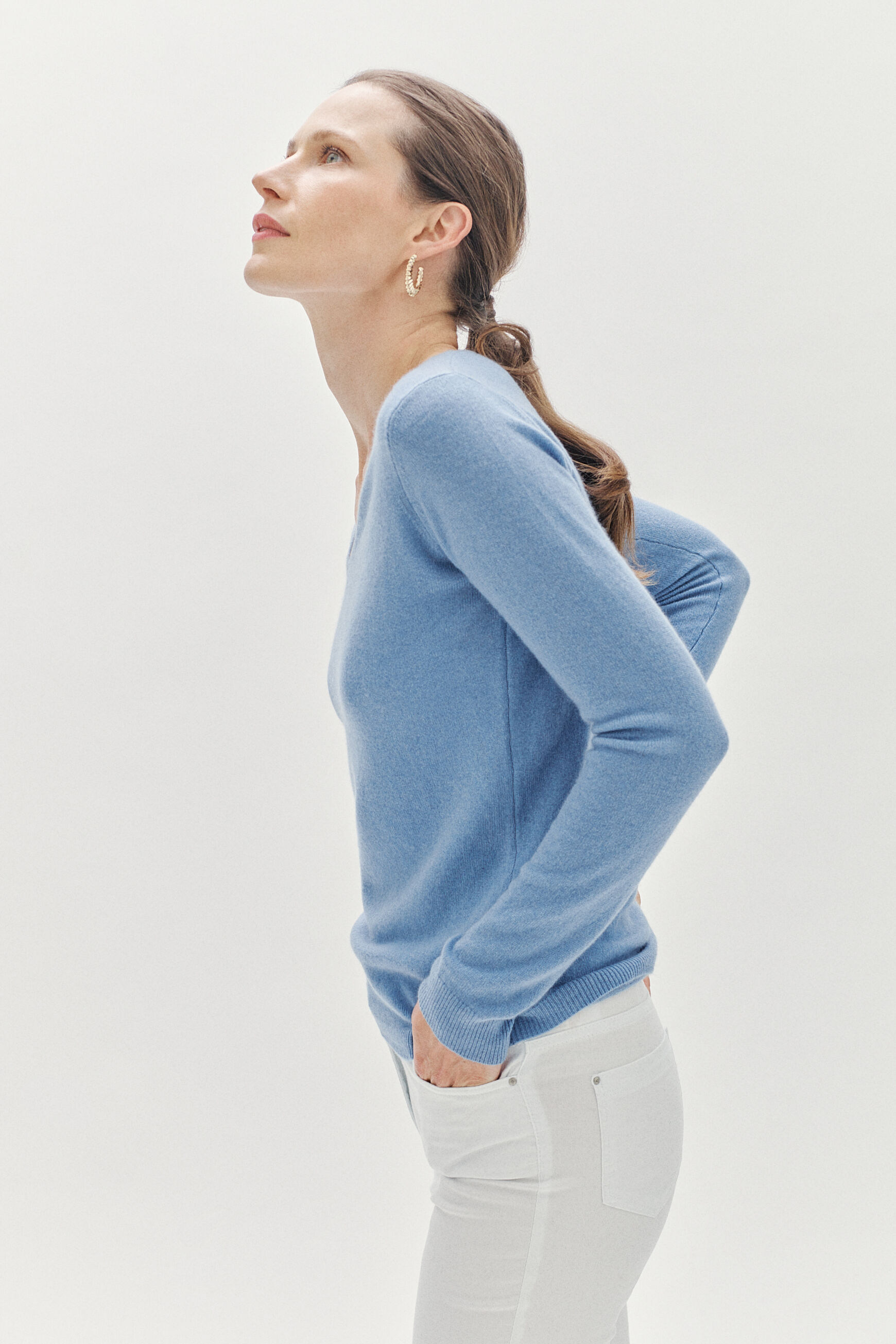 pull eva 100% cachemire denim stone femme