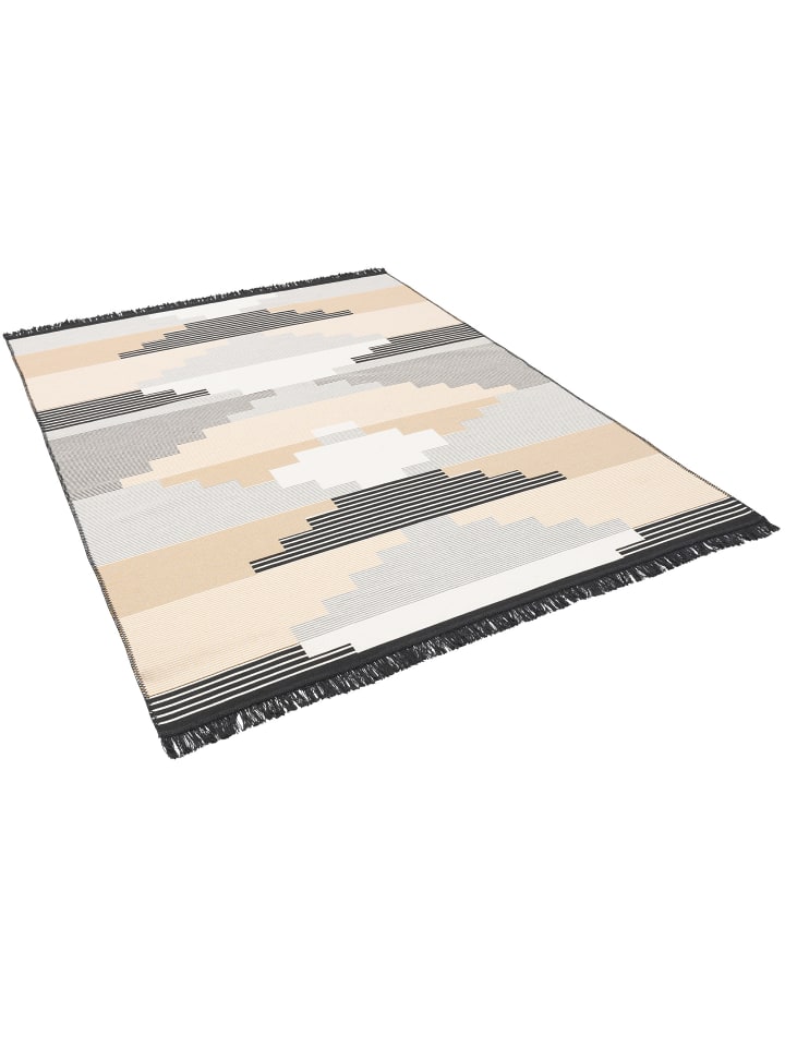Pergamon Teppich Beidseitig Ethno Kelim Style in Grau Beige günstig kaufen