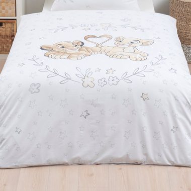 Kinderbettwäsche König der Löwen 135x200 + 80x80 cm, 100 % Baumwolle, MTOnlinehandel, Renforcé, 2 teilig, Simba & Nala Bettwäsche für Kinder und Jugend