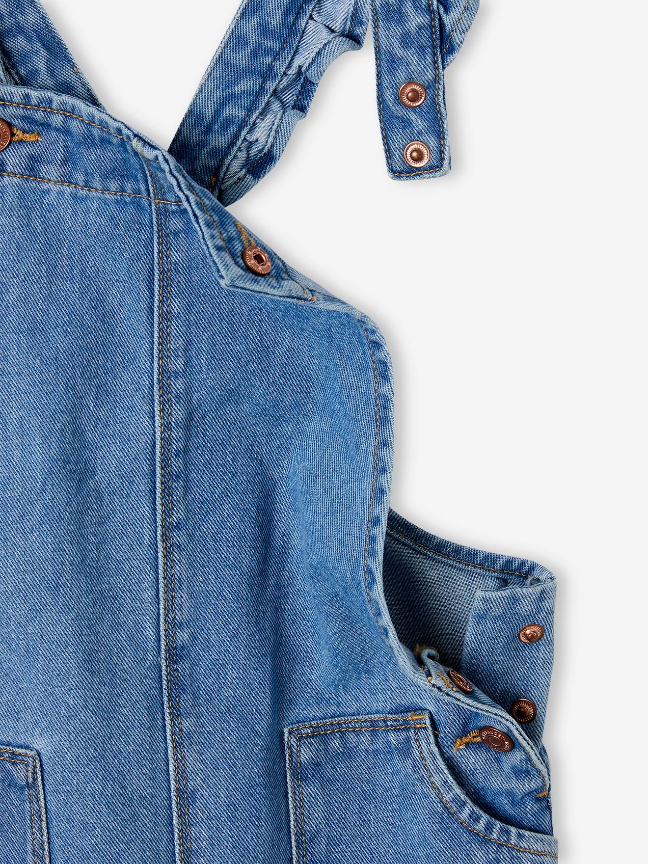 Vertbaudet Mädchen Latzjeans mit Volantträgern Oeko-Tex - blue stone