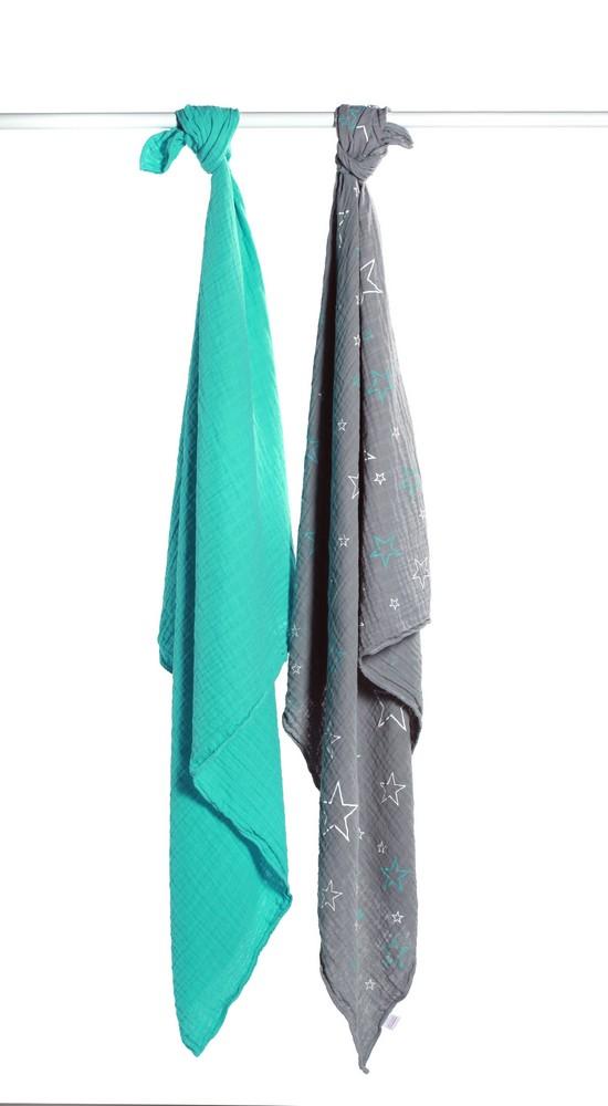 Makian Pucktuch 2er Set, 120x120cm, Design Sterne