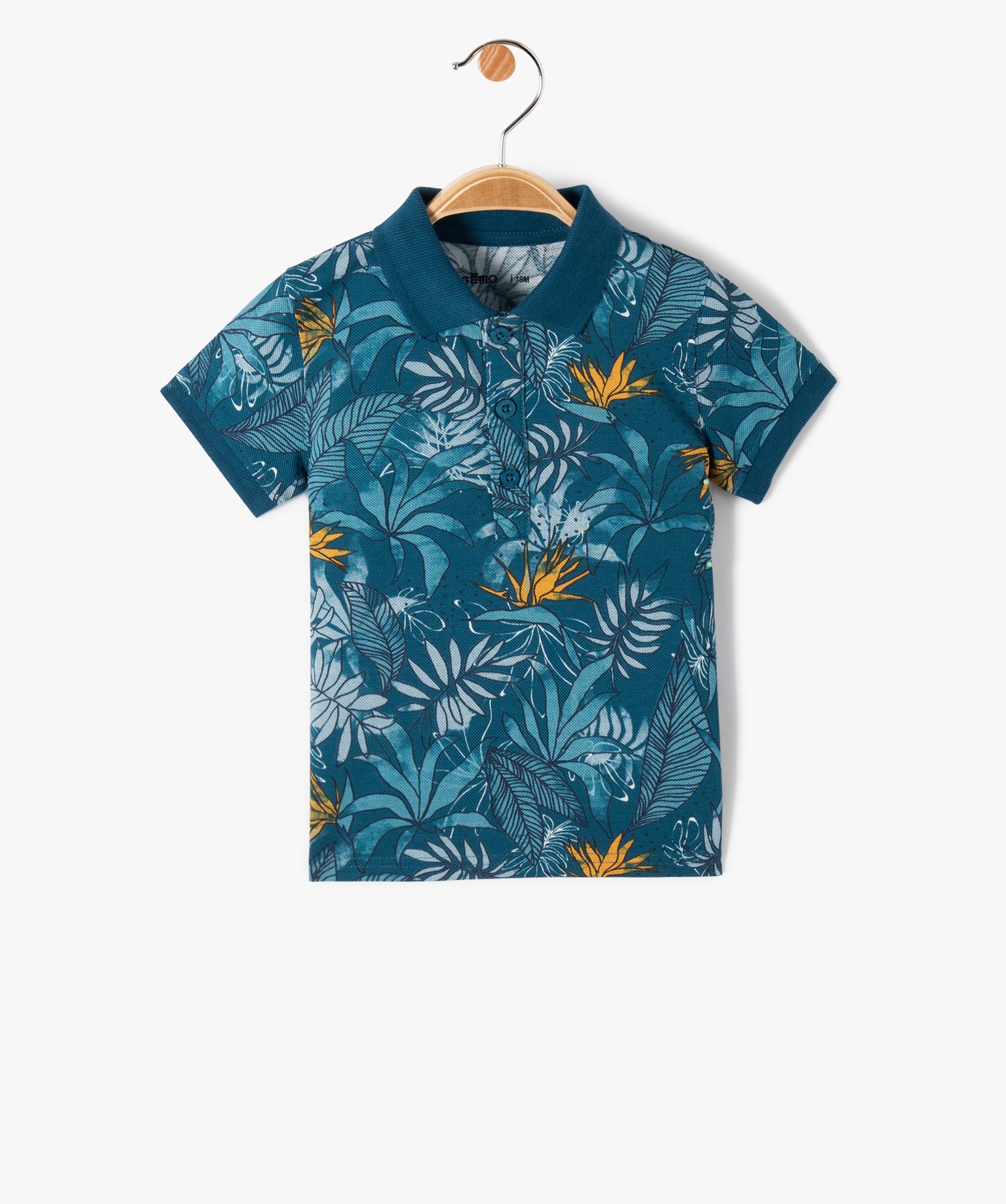 Polo manches courtes en maille piquée bébé Garçon bleu fonce | GEMO