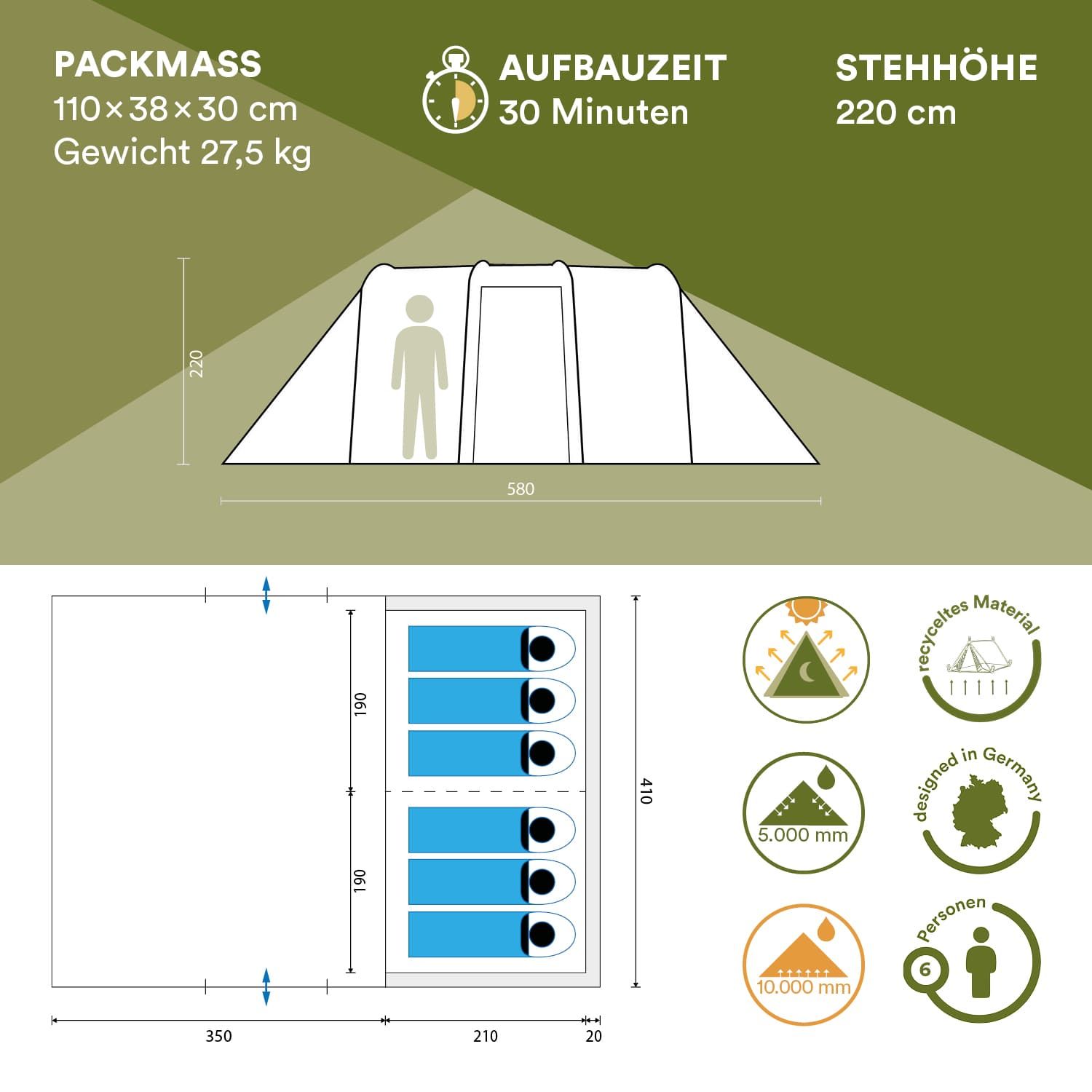 Skandika Milano 6 Sleeper Protect Tunnelzelt