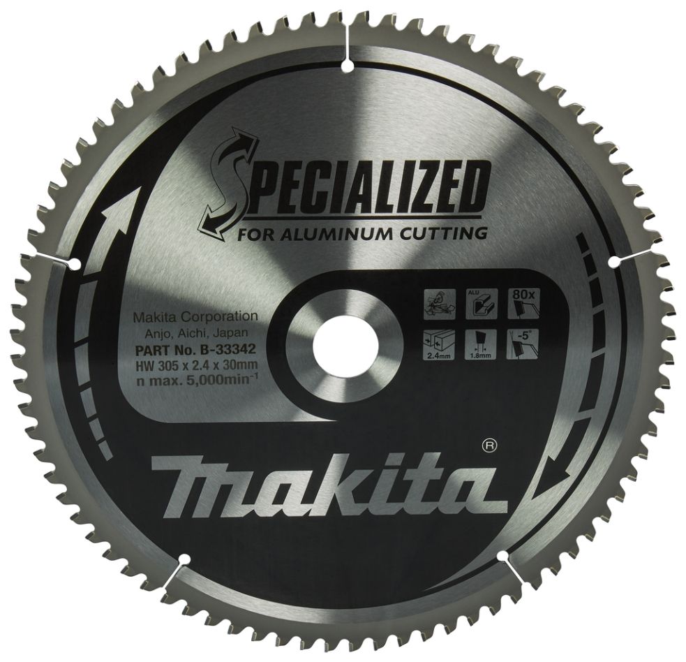 Makita Zubehör B-33342 Trennsägeblatt Spezialaluminium TCG 305 x 30 x 2,4 mm T80