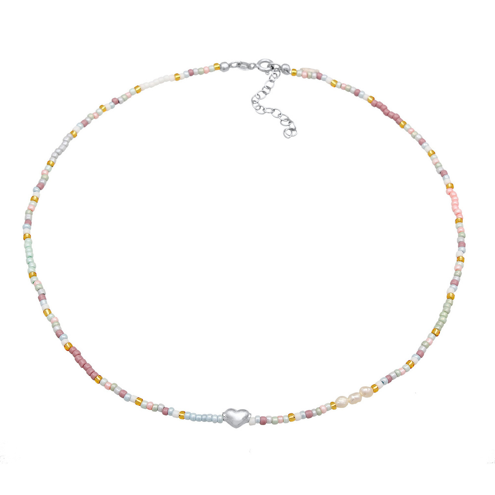 Elli Elli Collier Femmes Choker verre perles coeur tendance en argent sterling 925 pla collier