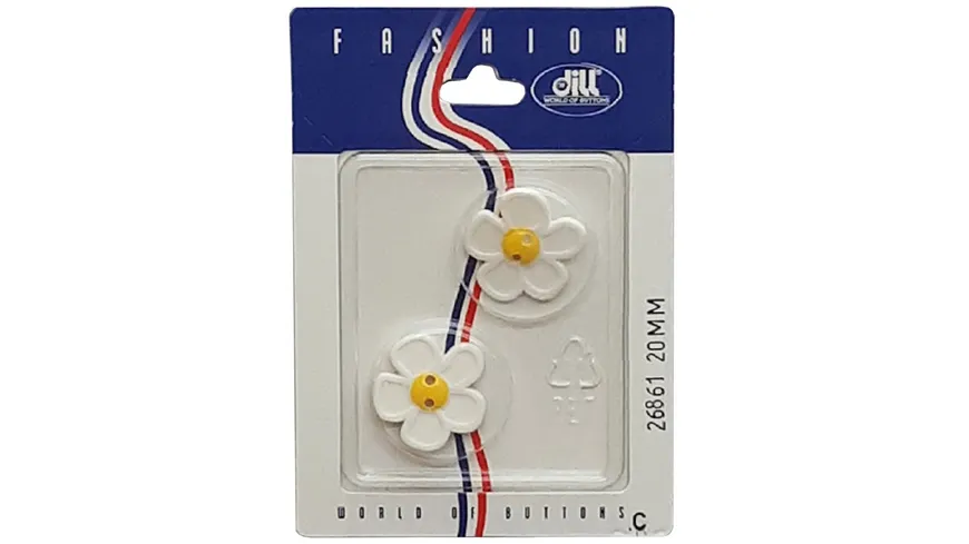 Dill 2-loch-Blumenknopf Ø 20mm 2er Pack weiß