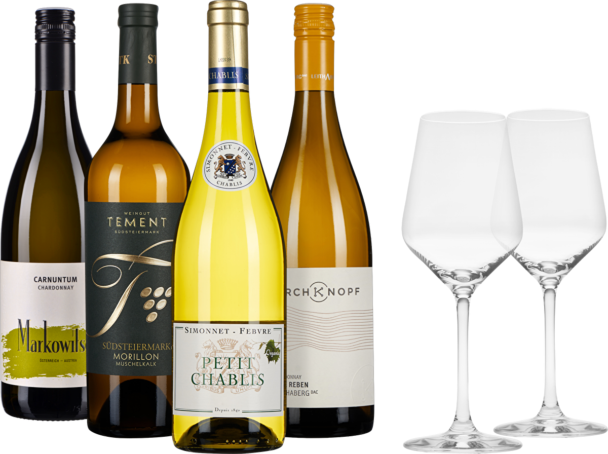 Chardonnay Probierpaket + 2 Gläser gratis