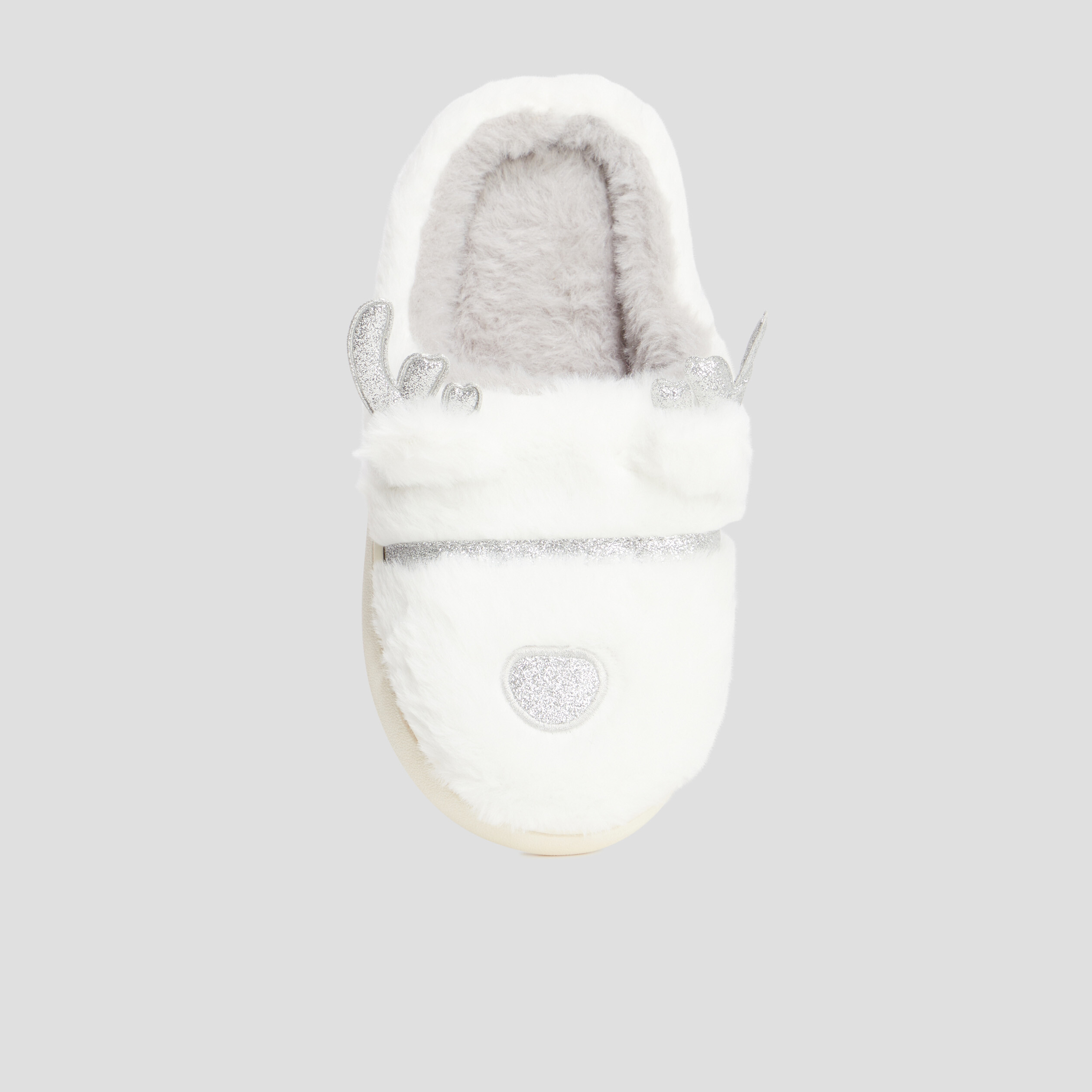 Chaussons mules fausse fourrure blanc femme | La Halle