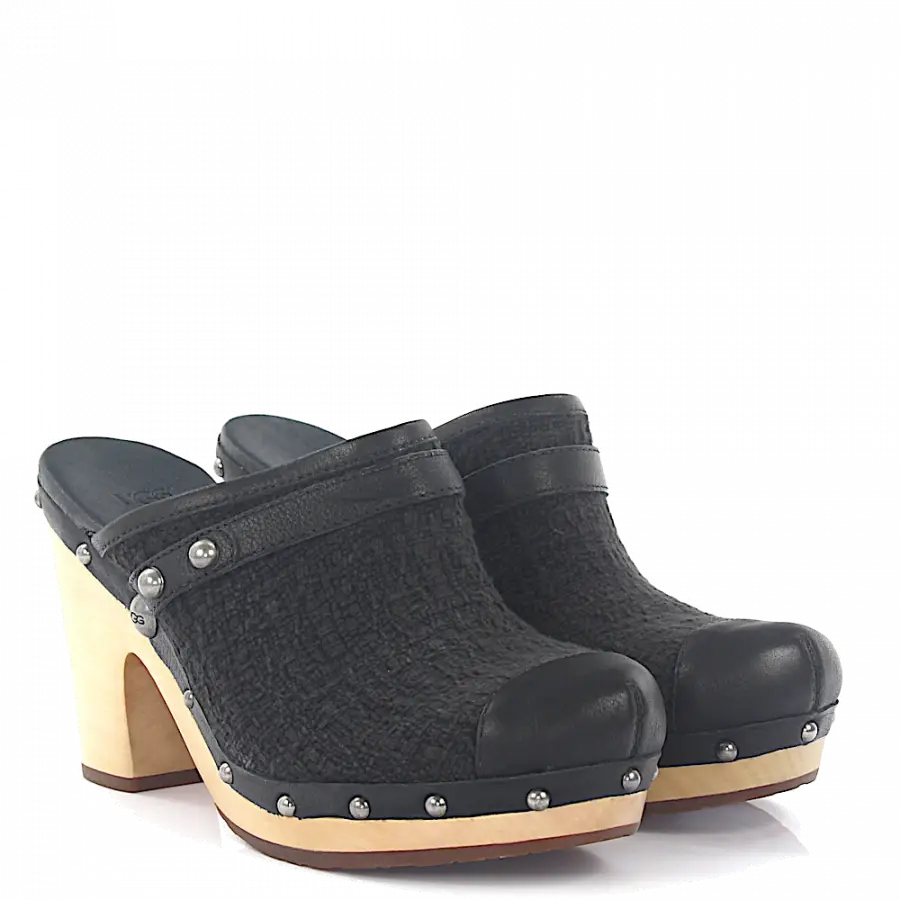 UGG - Pantoletten Lammleder - schwarz