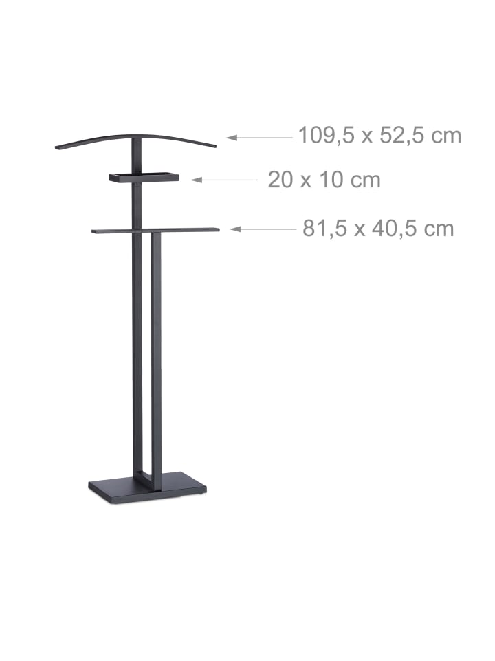 relaxdays Stummer Diener in Schwarz - (B)52,5 x (H)112 x (T)20 cm günstig kaufen onesize