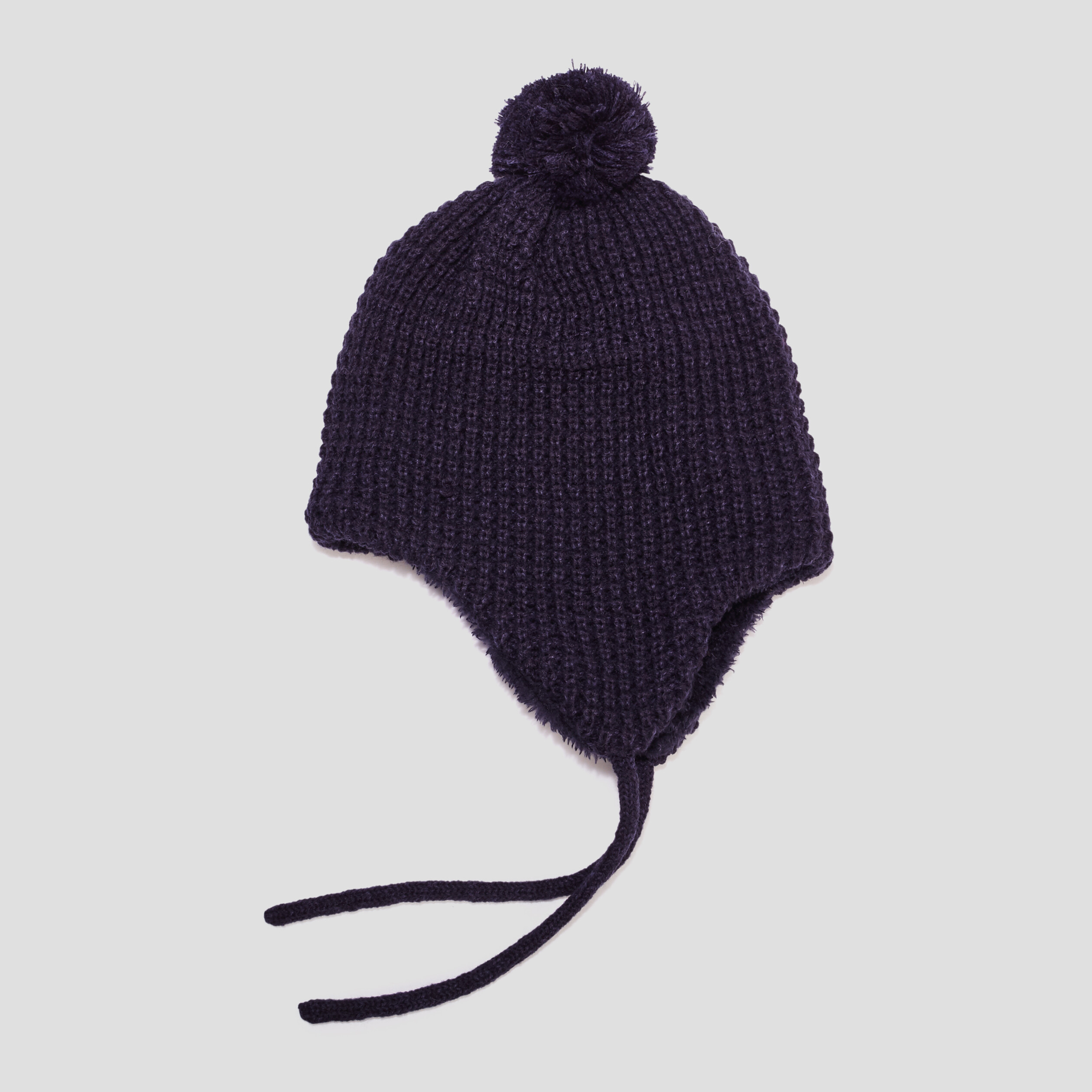 Ensemble bonnet et moufles tricotés bleu marine bébé | La Halle