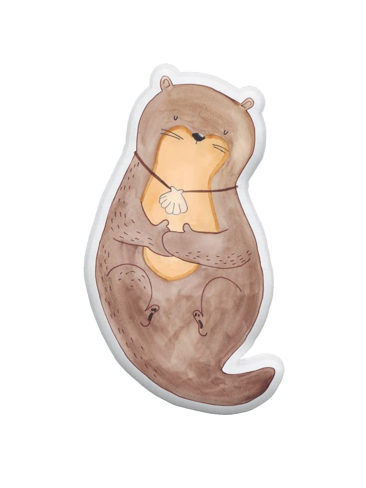 Mr. & Mrs. Panda Kissen Kuscheltier Otter Muschel ohne Spruch in Weiß günstig kaufen
