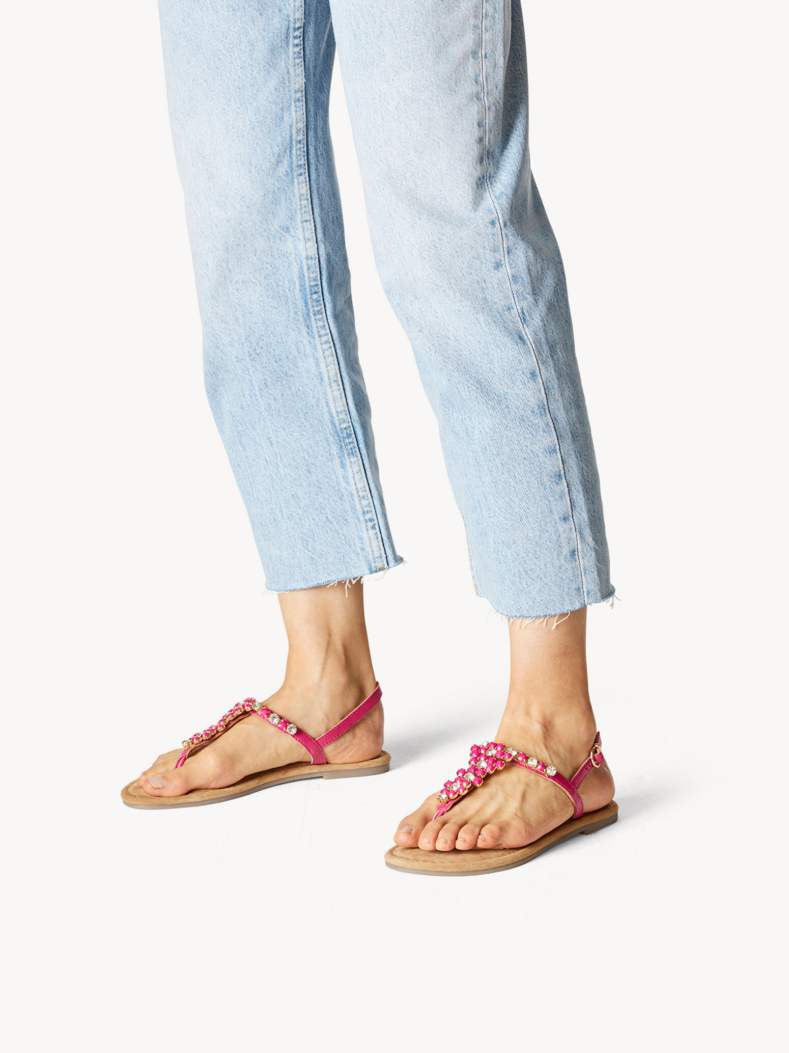 Sandale en cuir - rose fuchsia