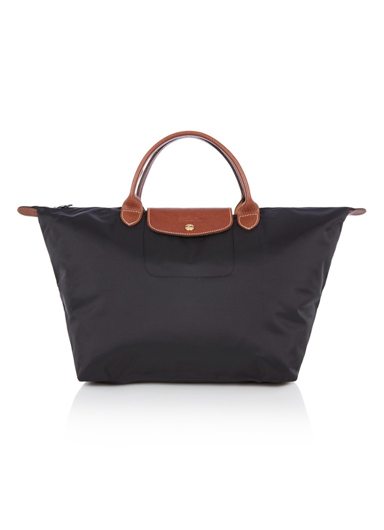 Τσάντα Longchamp Le Pliage μέγεθος M με δερμάτινες λεπτομέρειες
