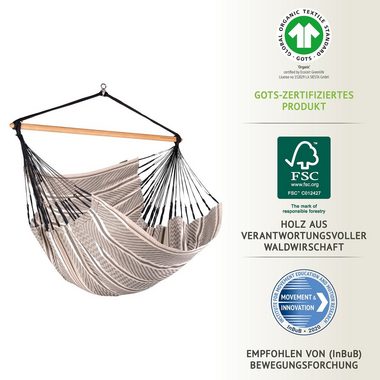 La Siesta Hängestuhl Hängestuhl Hängesessel Lounger HABANA Zebra Bio Baumwolle La Siesta, Hochwertige Qualität