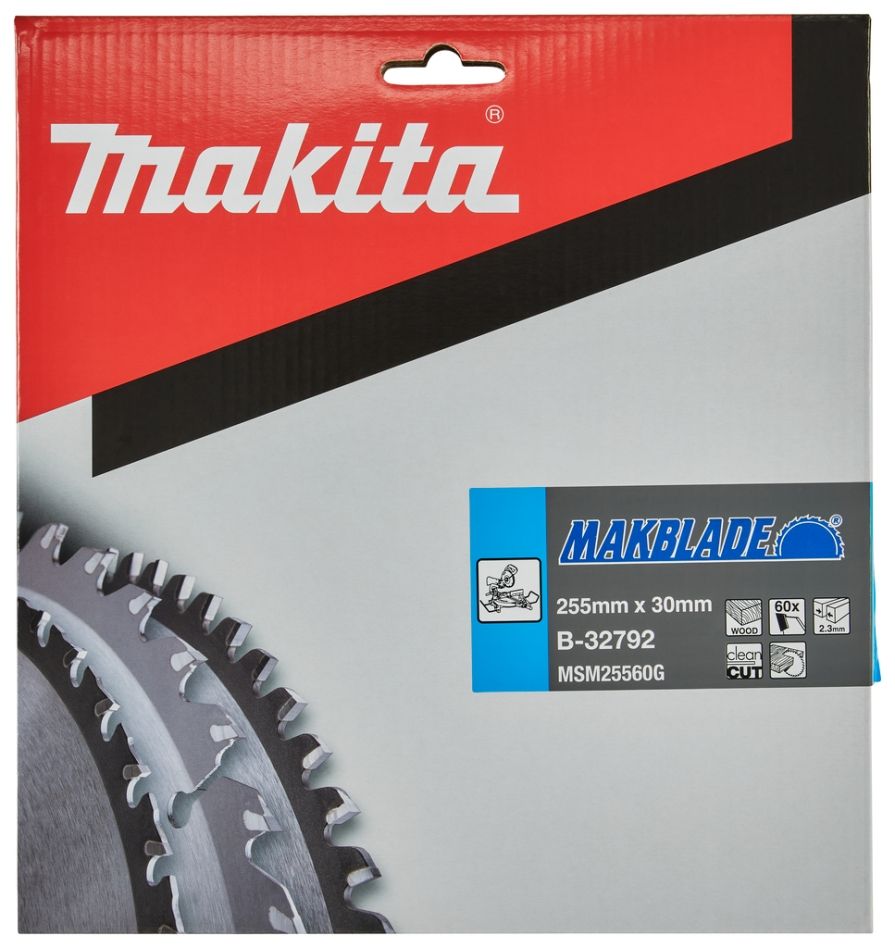Makita-lisävarusteet B-32792 puun jiirisahan terä Makblade 255x30x2.3 60T 5G